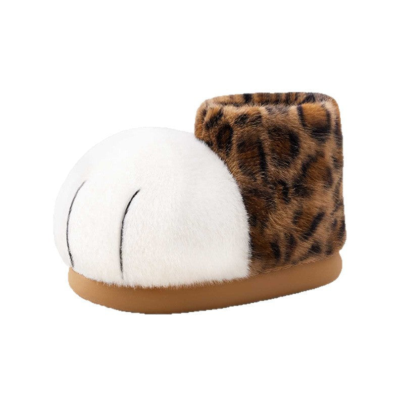 2025 new snowball big cat paw cotton boots women's winter wear fun and cute couple plush cotton slippers bag with men