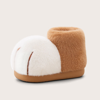 2025 new snowball big cat paw cotton boots women's winter wear fun and cute couple plush cotton slippers bag with men